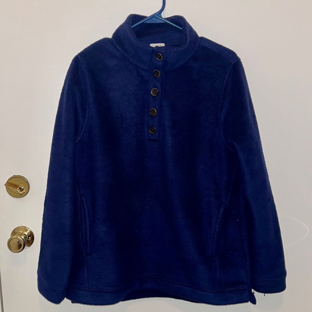 J.Crew Navy Blue Fleece Pullover - Size M